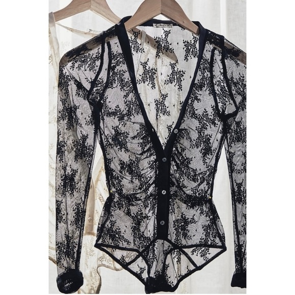 Free People✨Lady Lux Lace Bodysuit- Black - Picture 6 of 10